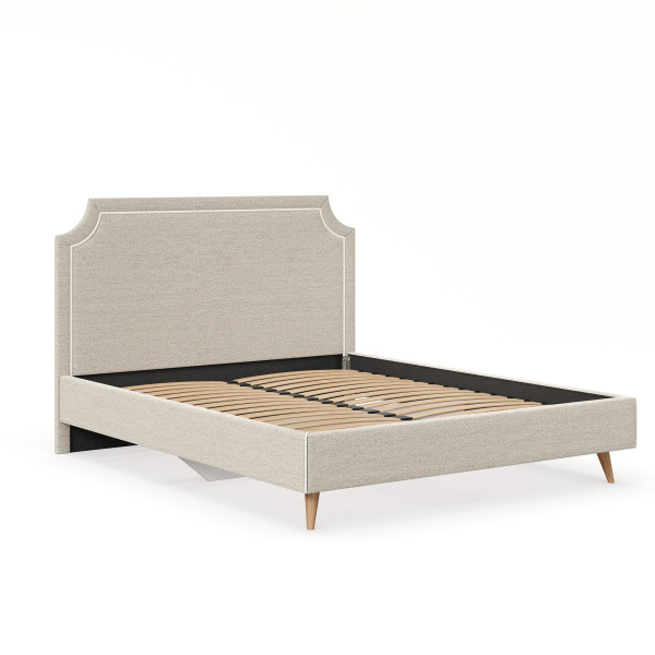 Николь Кровать 1600 с кроватным основанием (Светло-серый/Молочный)